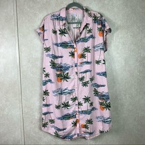 Old Navy linen blend tropical shirt dress